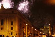 Fireworks celebrating the 500 anniversary of the Swiss Guards over St. Peters Basilica